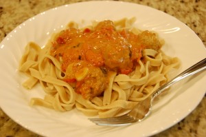 fresh fettuccine with garden tomato vodka sauce