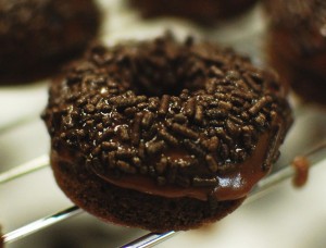 Mini Chocolate Donuts with Chocolate Sprinkles