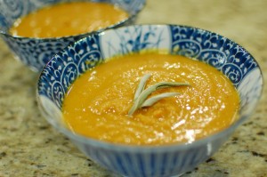 Fall Pumpkin-Sweet Potato Soup with Indian Spices