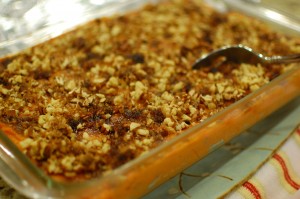 Sweet Potato Casserole with Sweet Pecan topping