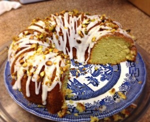 Pistachio Pudding Cake - made from boxed cake mix, a can of soda, and a box of instant pudding mix!