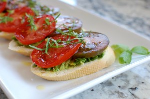 Avocado Tomato and Basil Tartine