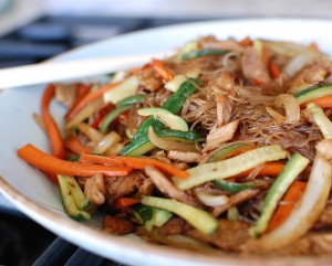 Japanese stir-fried Harusame (glass) noodles with pork