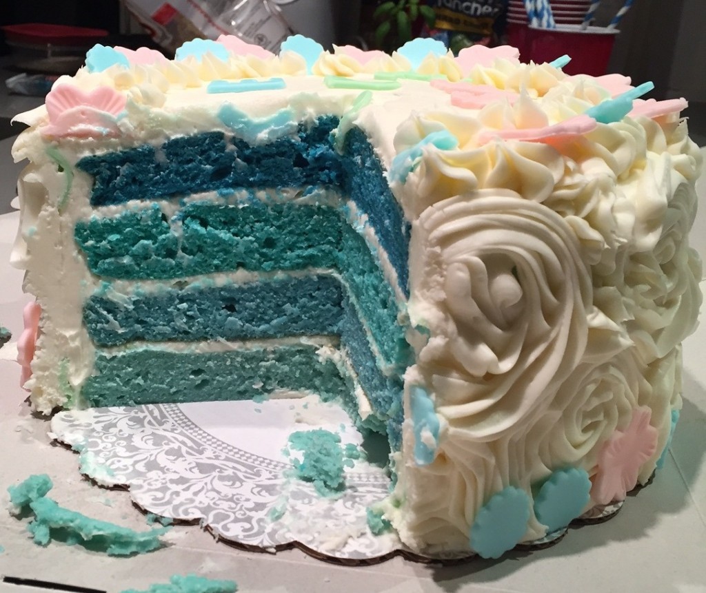 Ombré (Blue or Pink) Baby Shower Gender Reveal Cake — The 350 Degree Oven